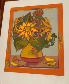 Francoise Gilot (1921-2023) "Girasoles con pétalos caídos" Serigrafía firmada
