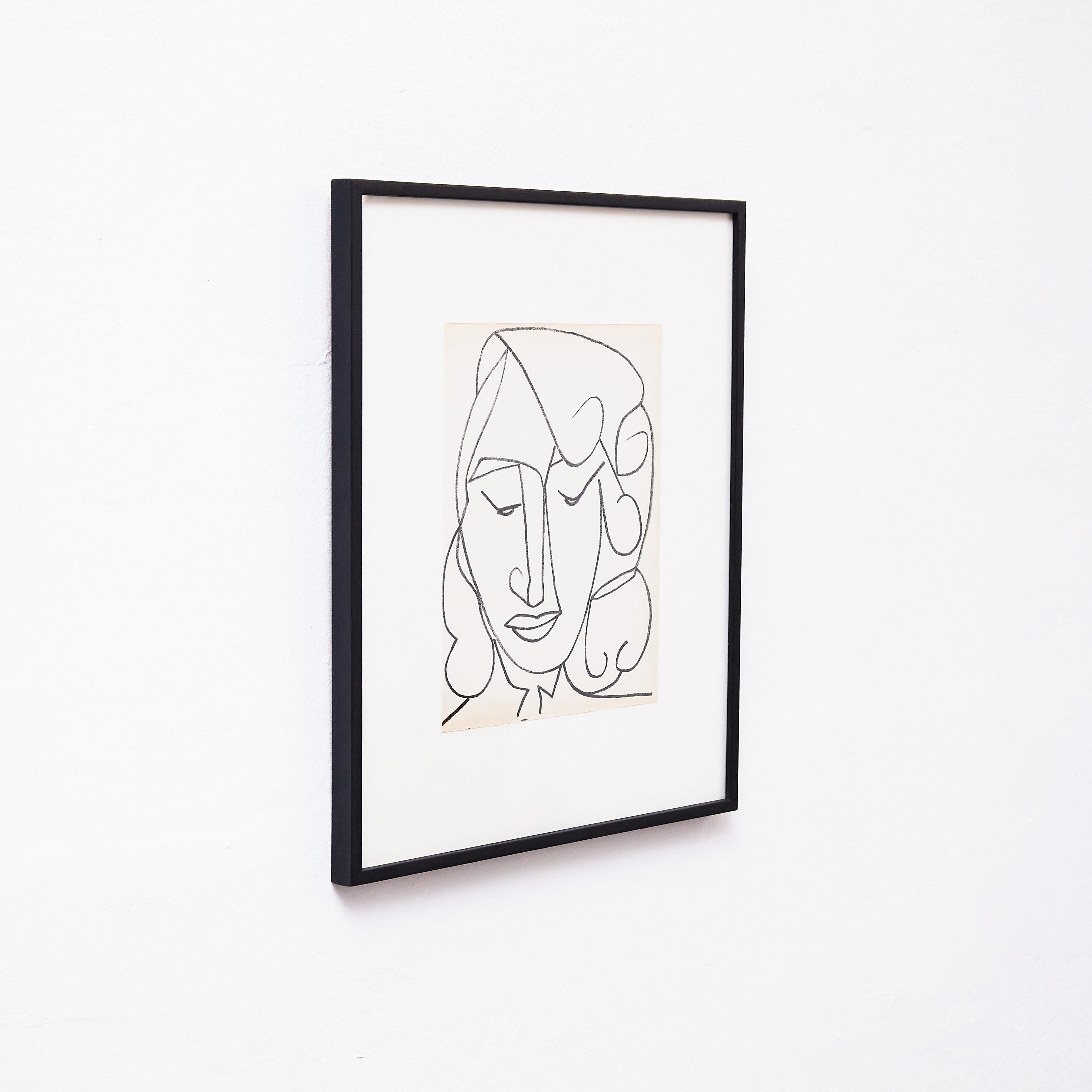 Françoise Gilot original lithograph 'Portrait Head of a Woman'. 

From the poetry book 