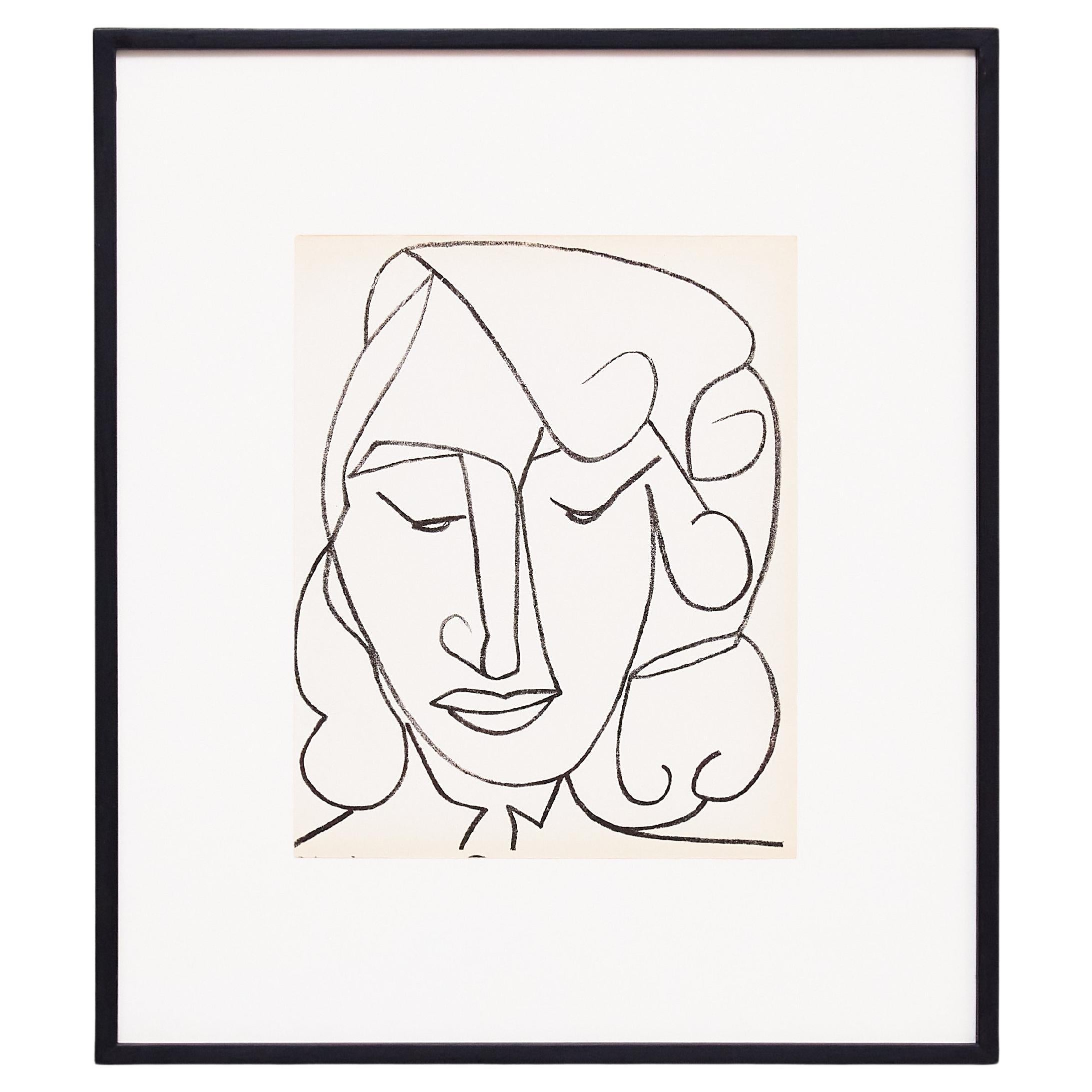 Françoise Gilot Lithograph 'Portrait Head of a Woman', 1951