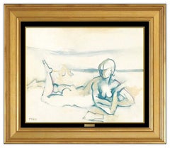 Francoise Gilot Original Oil Painting On Canvas Signed Nude Female Portrait Art