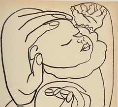 Baby in Arms, Original French Mourlot Modernist Lithograph 1950s Francoise Gilot