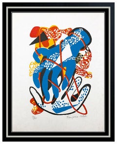 Francoise Gilot Color Lithograph Hand Signed Sur La Pierre Modern Abstract Art