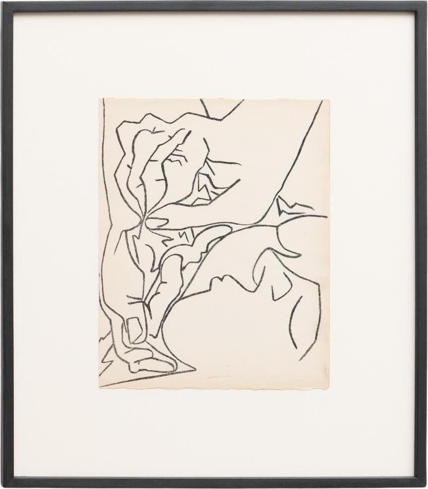 Françoise Gilot original lithograph from 'Portraits of a Woman' series. from the poetry book "Pages d'Amour" by André VERDET, editions Raison d'être, 1951, printed by Mourlot in limited 366 copies. 

Made in France, circa 1951. 
Framed. 

In good