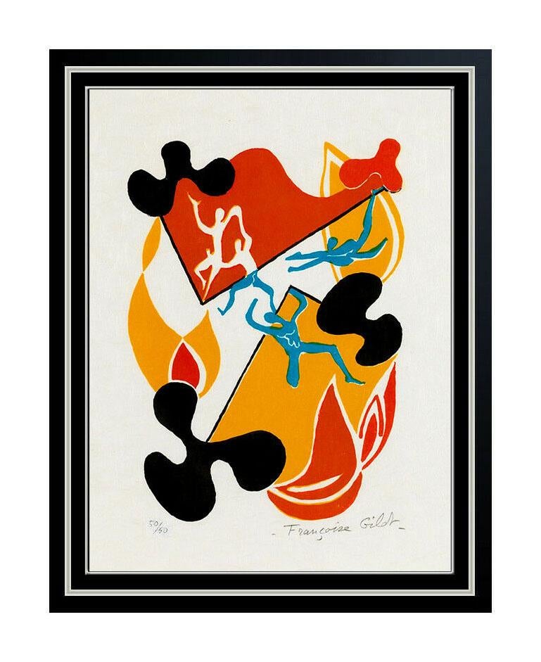 Françoise Gilot Figurative Print - Francoise Gilot Sur La Pierre Poems Color Lithograph Hand Signed Abstract Dance