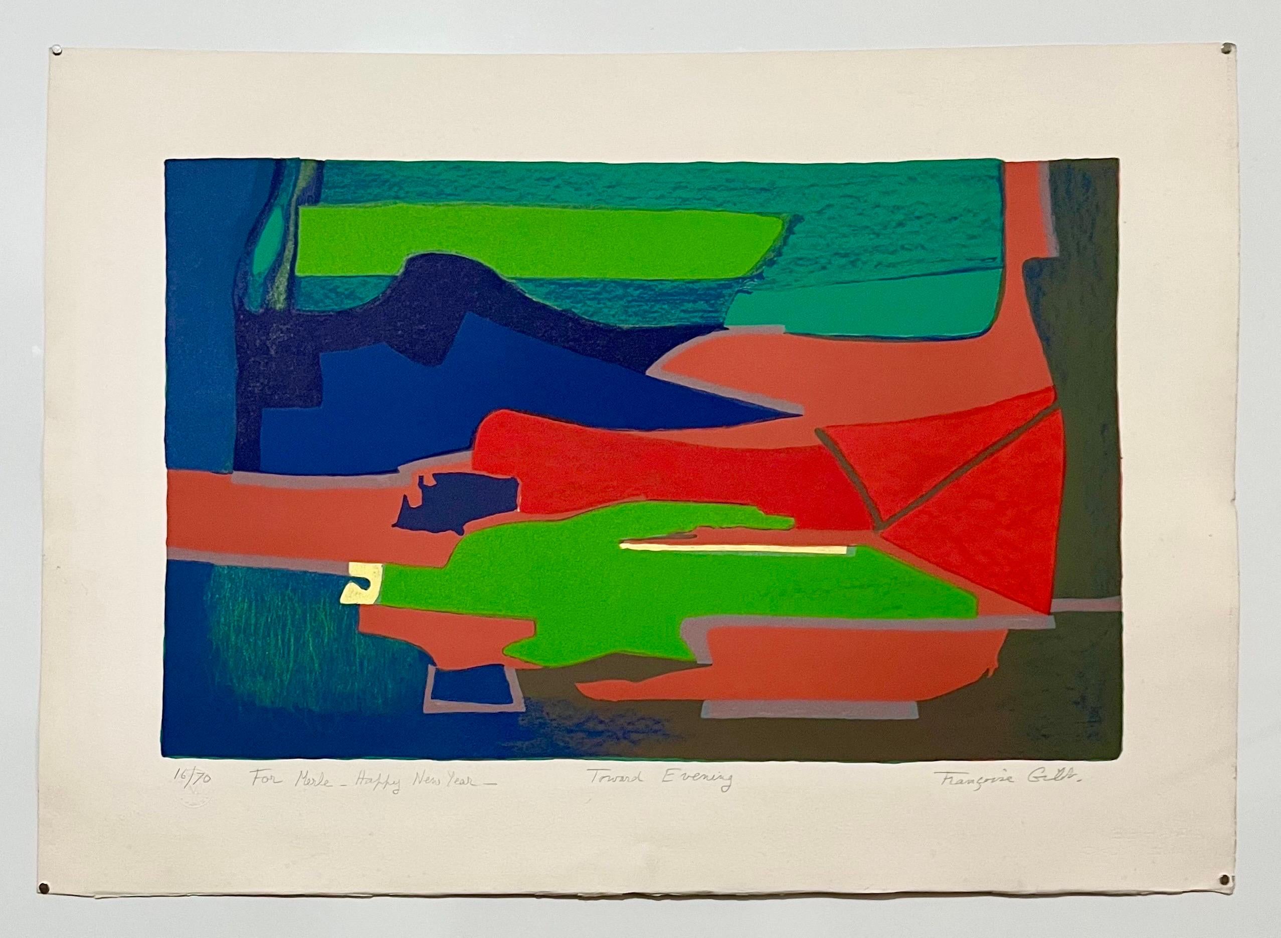 Arte Abstracto Francés Litografía Modernista Hacia el Atardecer Francoise Gilot, Mourlot - Print de Françoise Gilot
