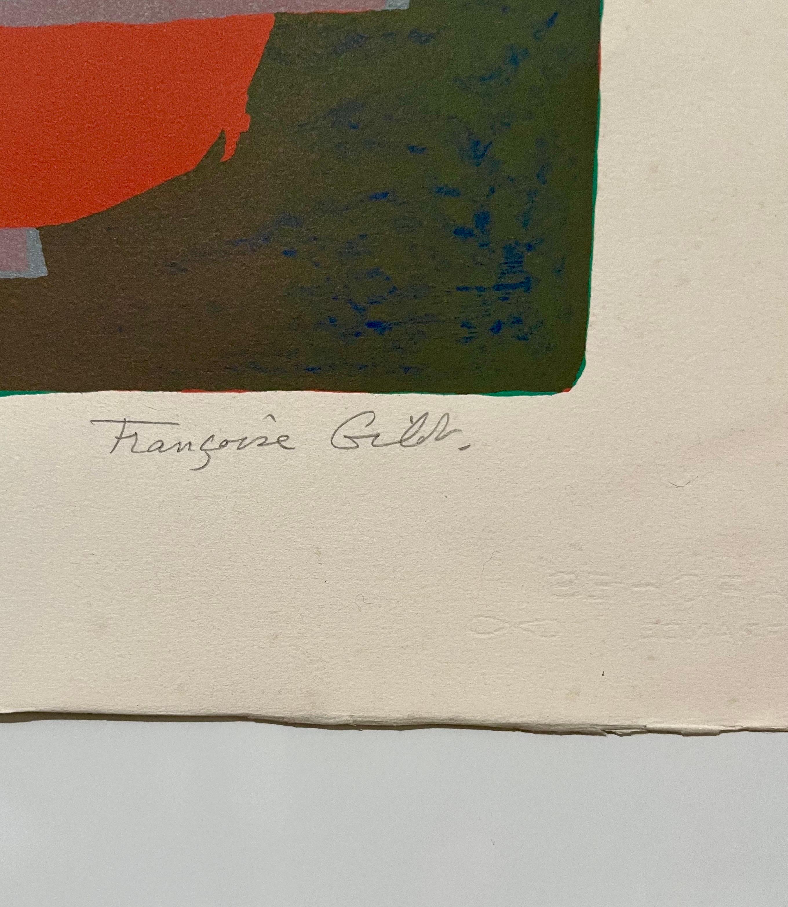 Arte Abstracto Francés Litografía Modernista Hacia el Atardecer Francoise Gilot, Mourlot - Print Moderno de Françoise Gilot