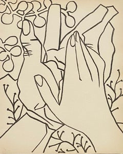 Hands Clapping Original French Mourlot Modernist Lithograph 1951 Francoise Gilot