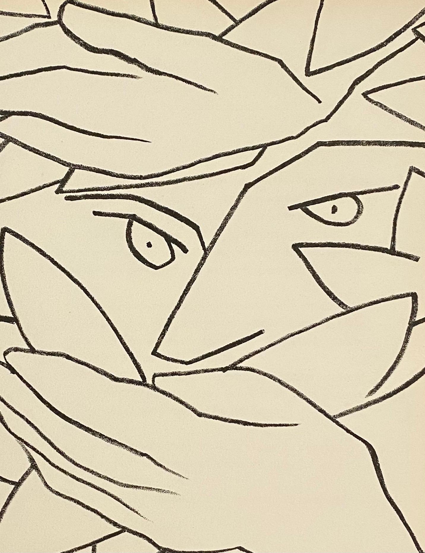 Hiding Head Original French Mourlot Modernist Lithograph, 1950s Francois Gilot - Print by Françoise Gilot