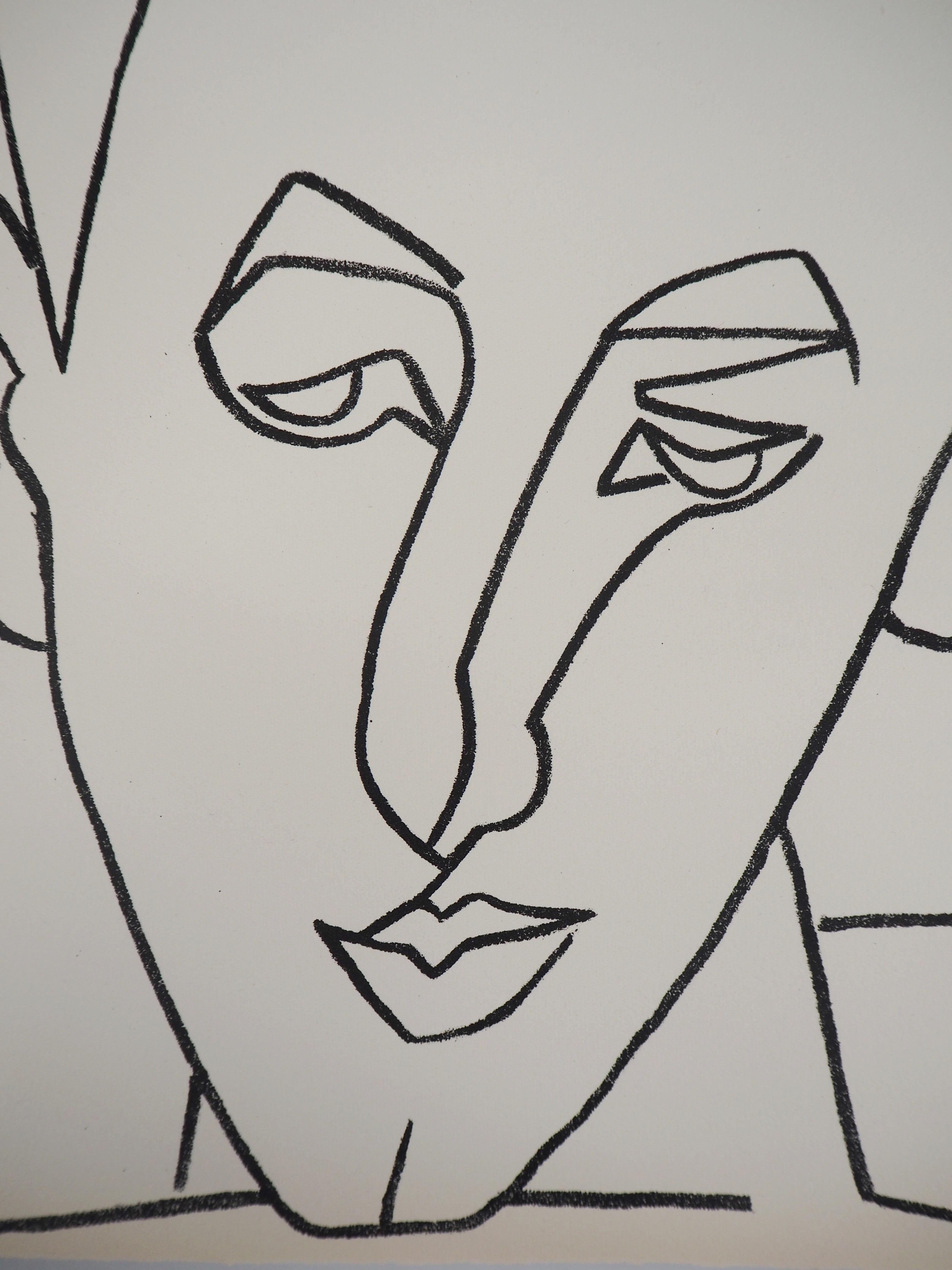 Ritratto di un uomo innamorato, 1951 - litografia originale - Print di Françoise Gilot