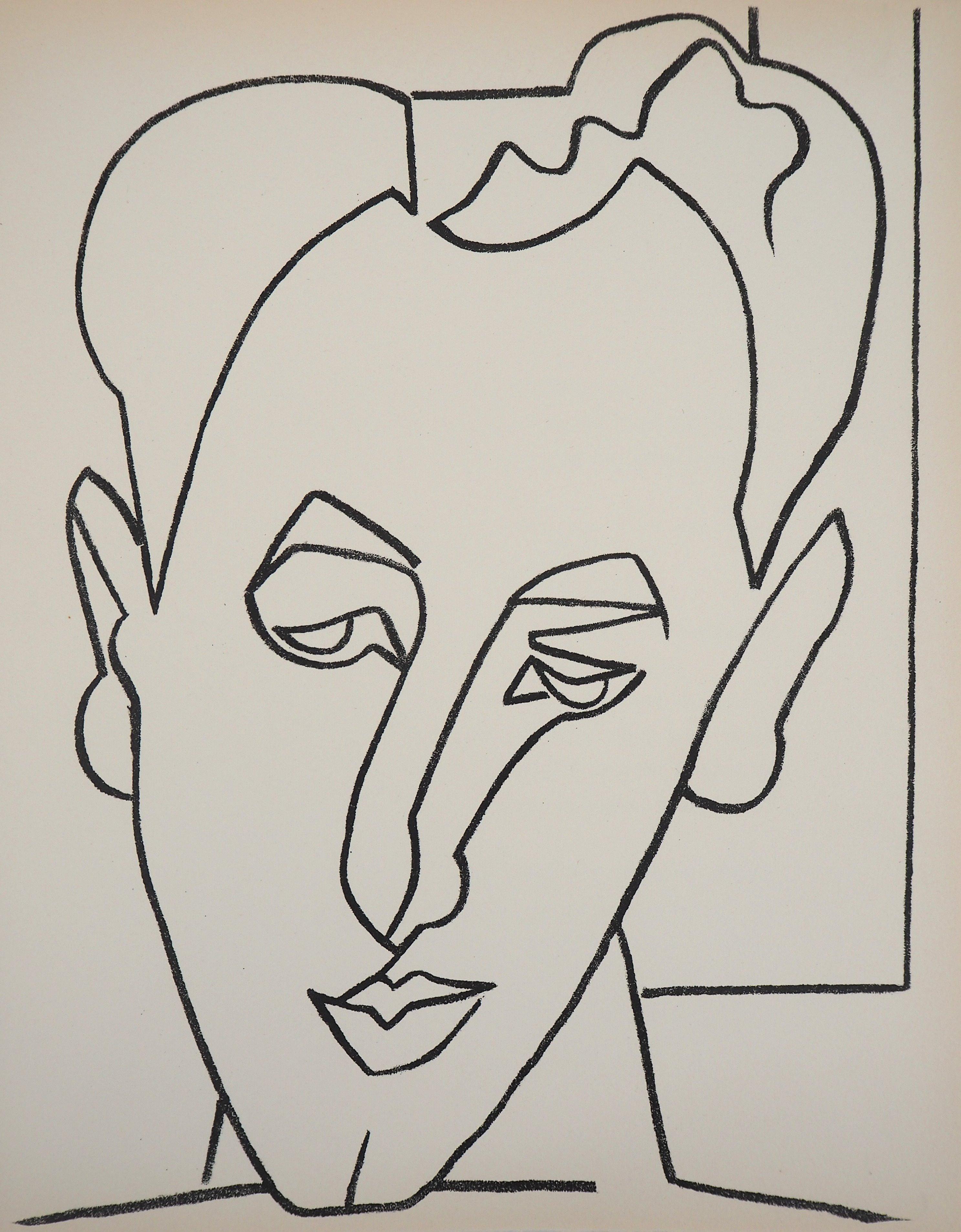 Portrait Print Françoise Gilot - Portrait d'un homme amoureux, 1951 - Lithographie originale