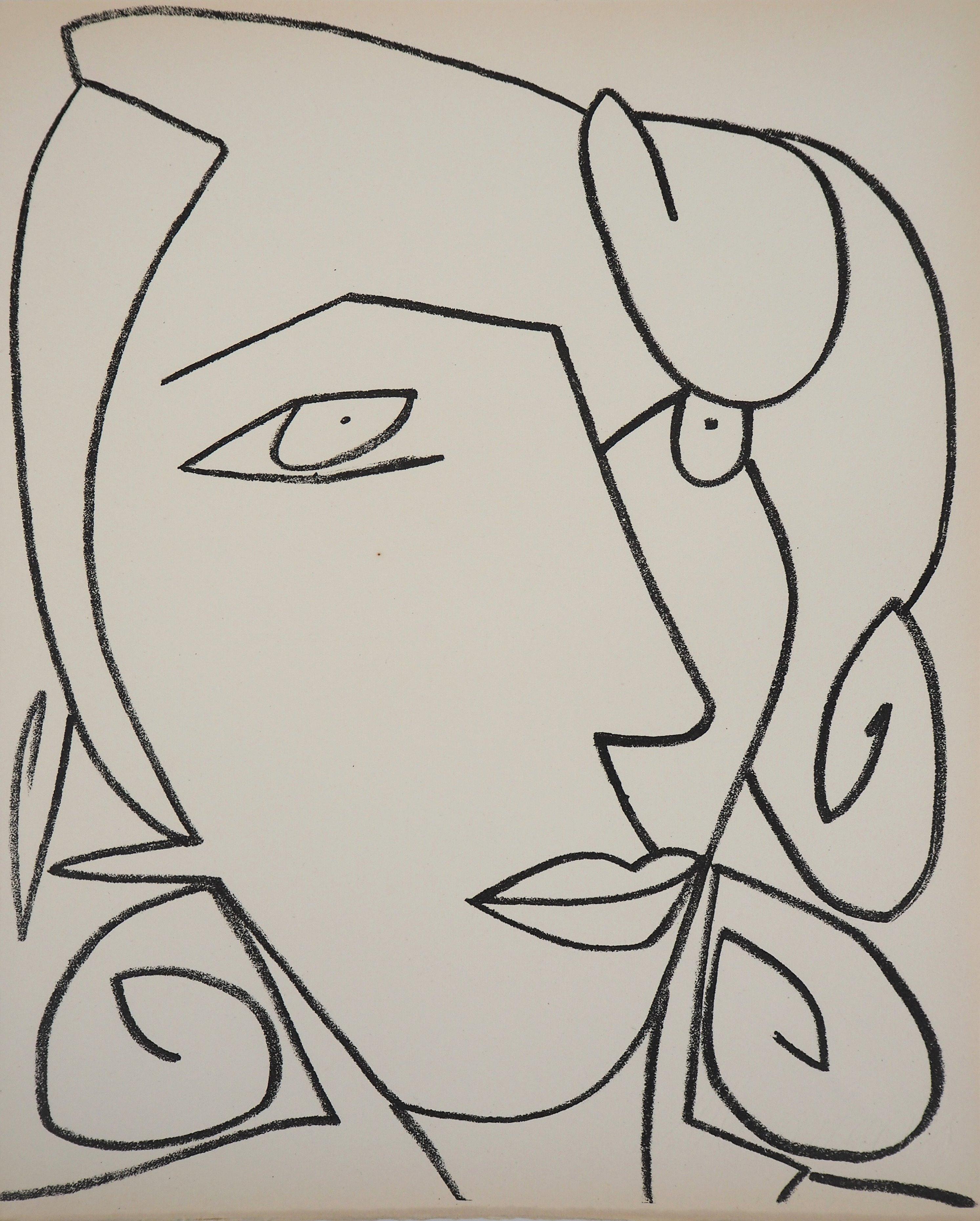 Françoise Gilot Portrait Print – Porträt einer Frau im Tag des Träumens, 1951 – Original-Lithographie Mourlot