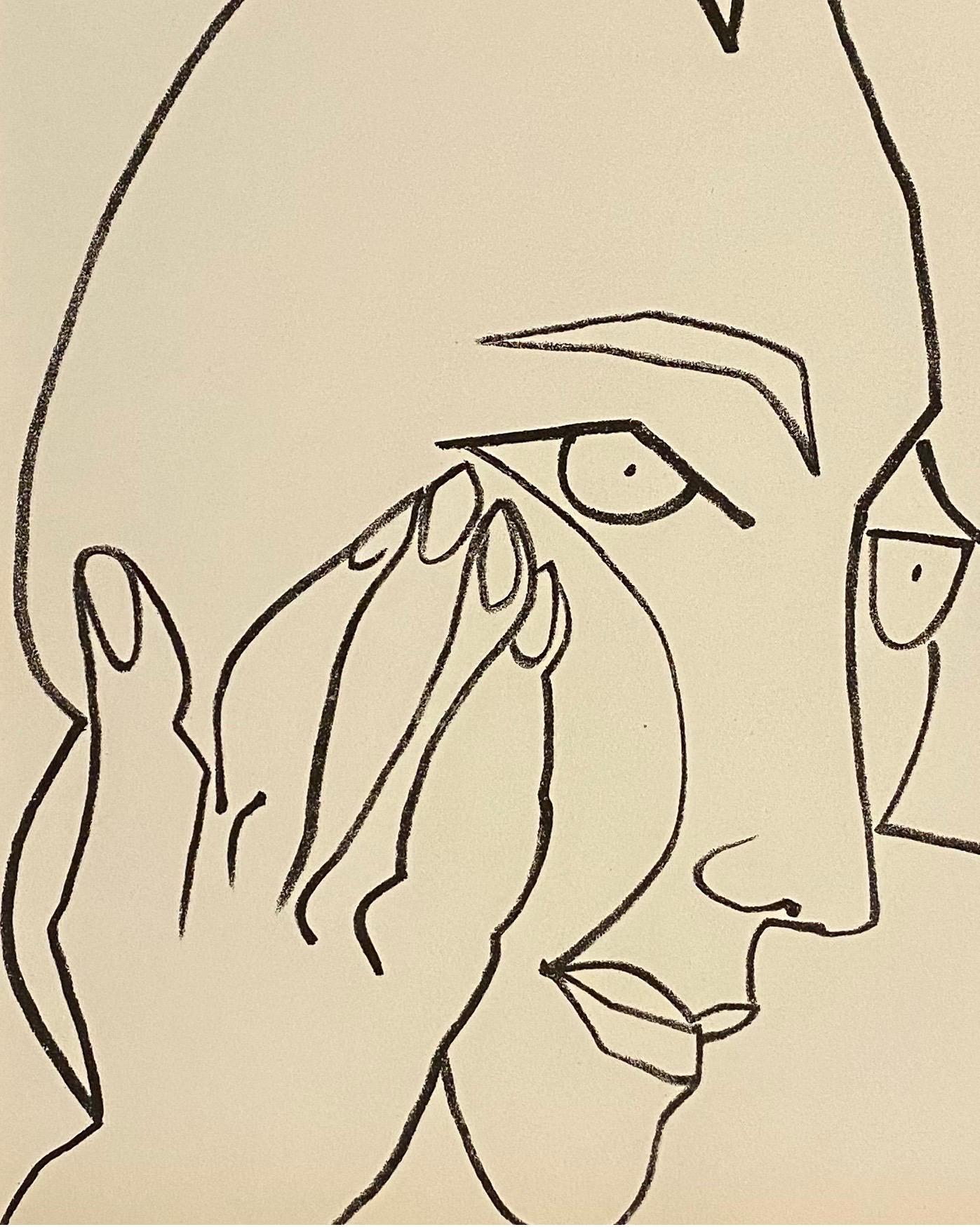 Portrait of a Woman Original French Mourlot Modernist Lithograph Francoise Gilot - Print by Françoise Gilot