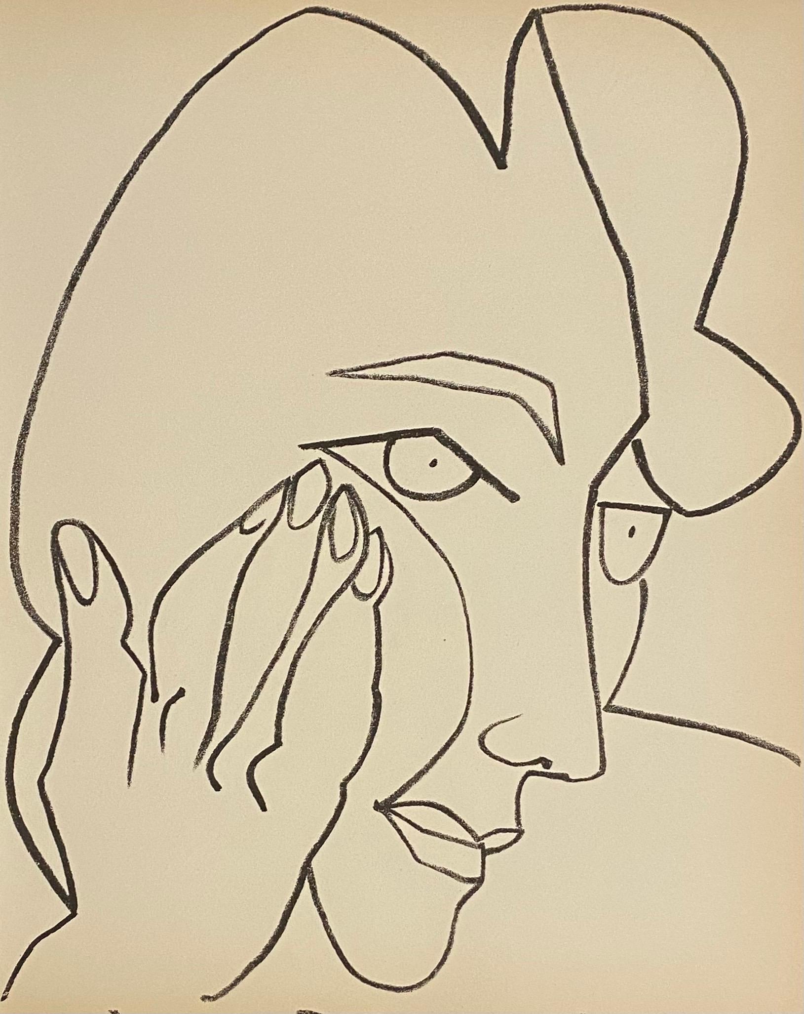 Françoise Gilot Figurative Print - Portrait of a Woman Original French Mourlot Modernist Lithograph Francoise Gilot