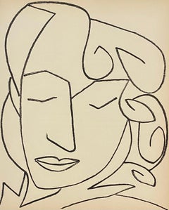 Portrait d'une femme Lithographie moderniste française d'origine de Mourlot par Françoise Gilot