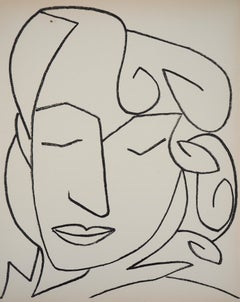 Porträt einer Frau mit geschlossenen Augen, 1951 – Originallithographie