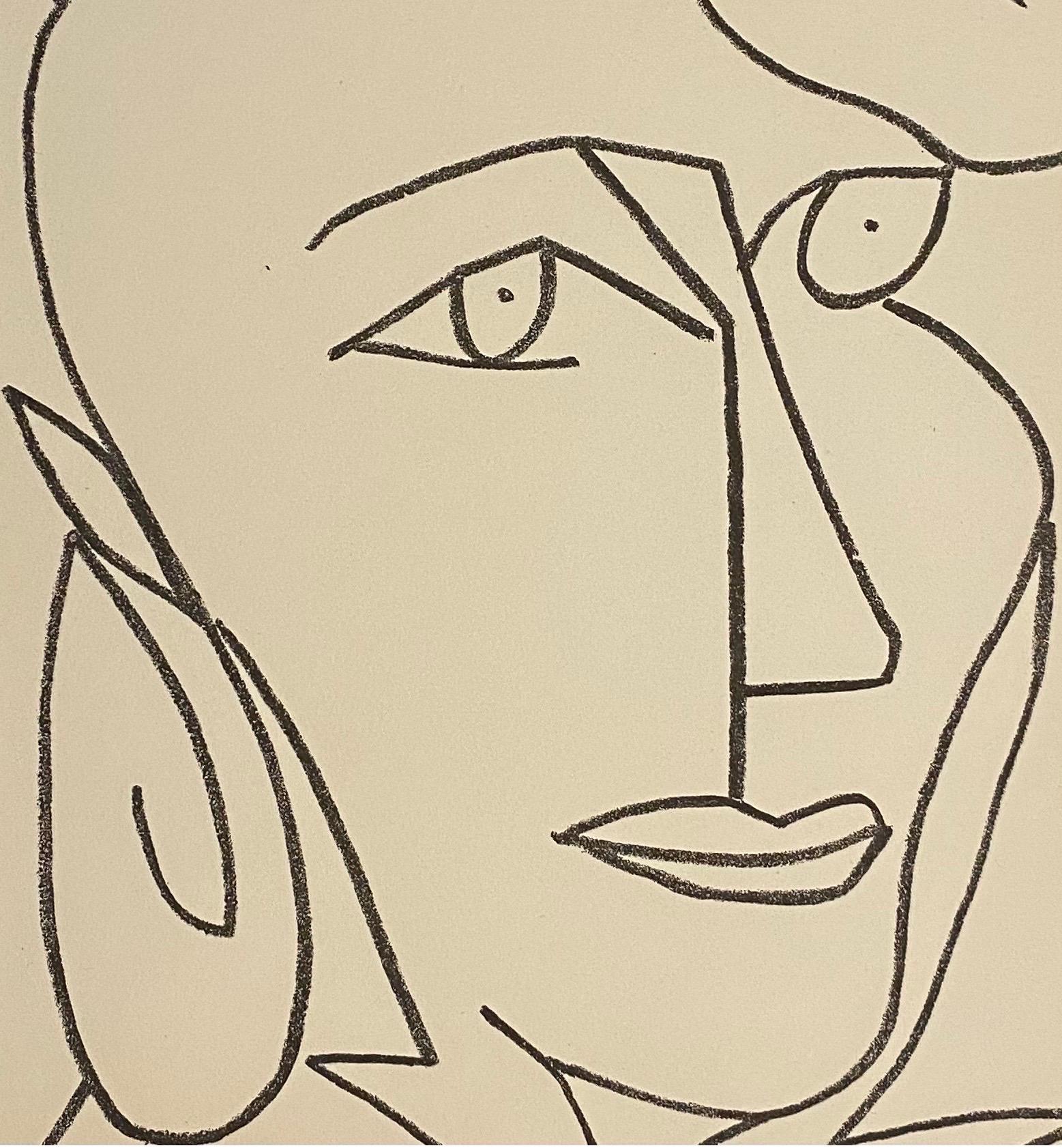 Portrait Woman Original French Mourlot Modernist Lithograph 1951 Francoise Gilot - Print by Françoise Gilot