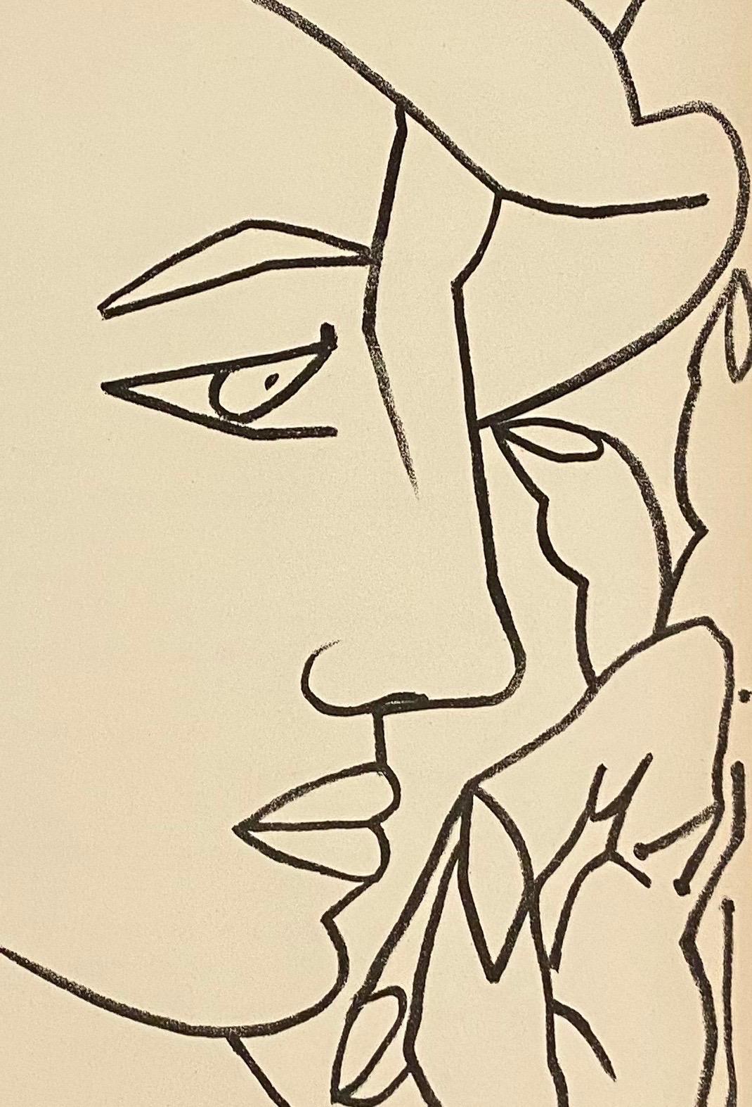 Portrait Woman Original French Mourlot Modernist Lithograph 1951 Francoise Gilot - Print by Françoise Gilot