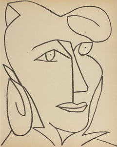 Portrait de femme - Lithographie moderniste française d'origine de Mourlot - 1951 - Francoise Gilot
