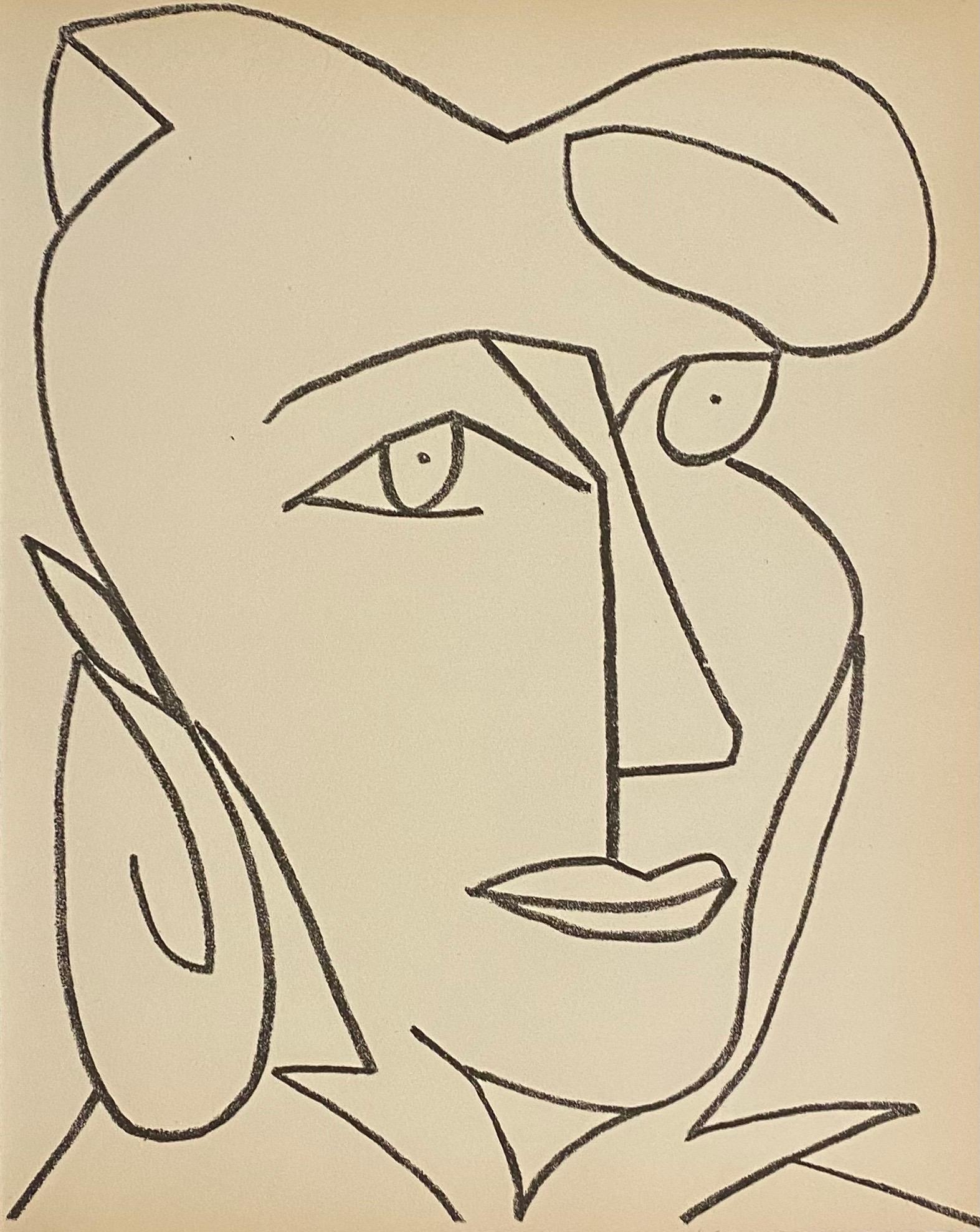 Françoise Gilot Portrait Print - Portrait Woman Original French Mourlot Modernist Lithograph 1951 Francoise Gilot