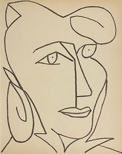 Französische Mourlot-Modernistische Lithographie „Frau in Porträt“, Francoise Gilot, 1951