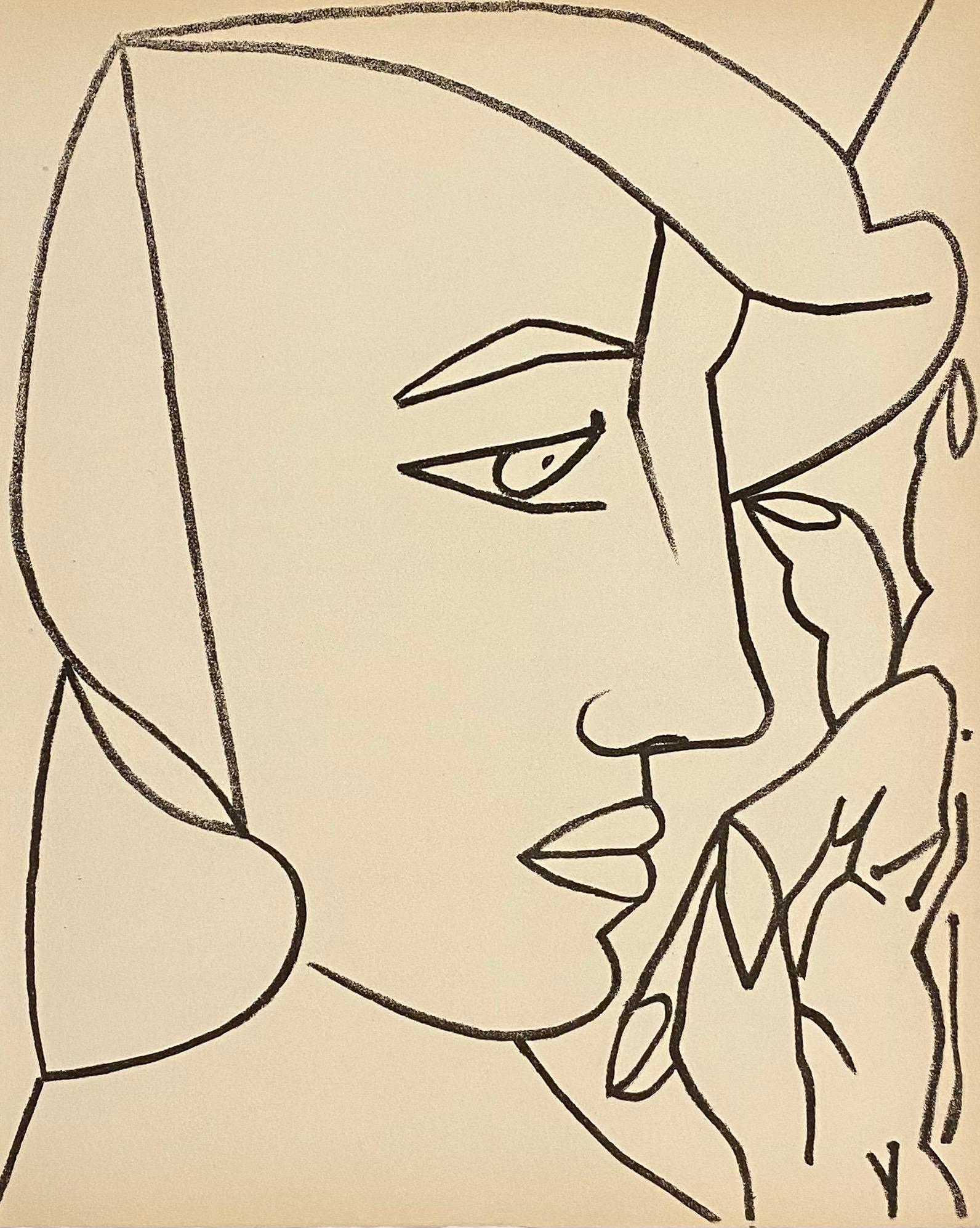 Portrait Woman Original French Mourlot Modernist Lithograph 1951 Francoise Gilot
