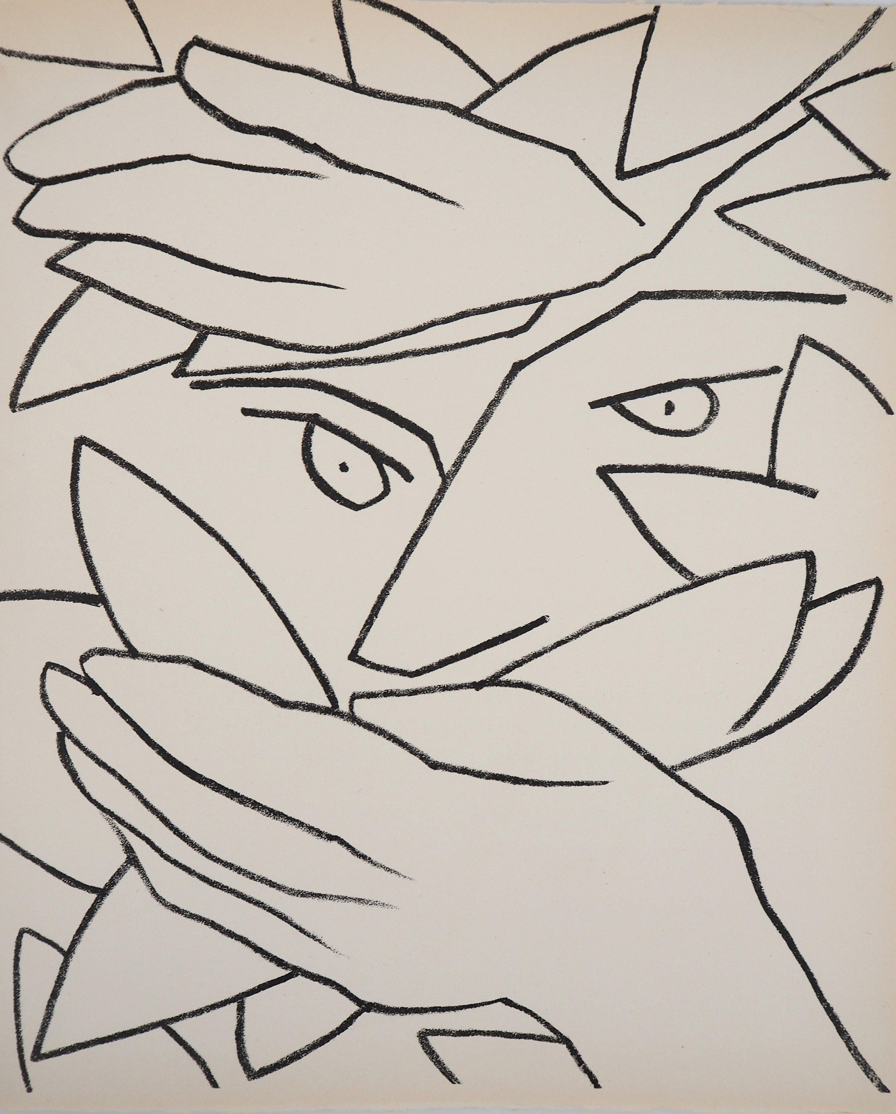 Portrait Print di Françoise Gilot - L'uomo nascosto, 1951 - Litografia originale