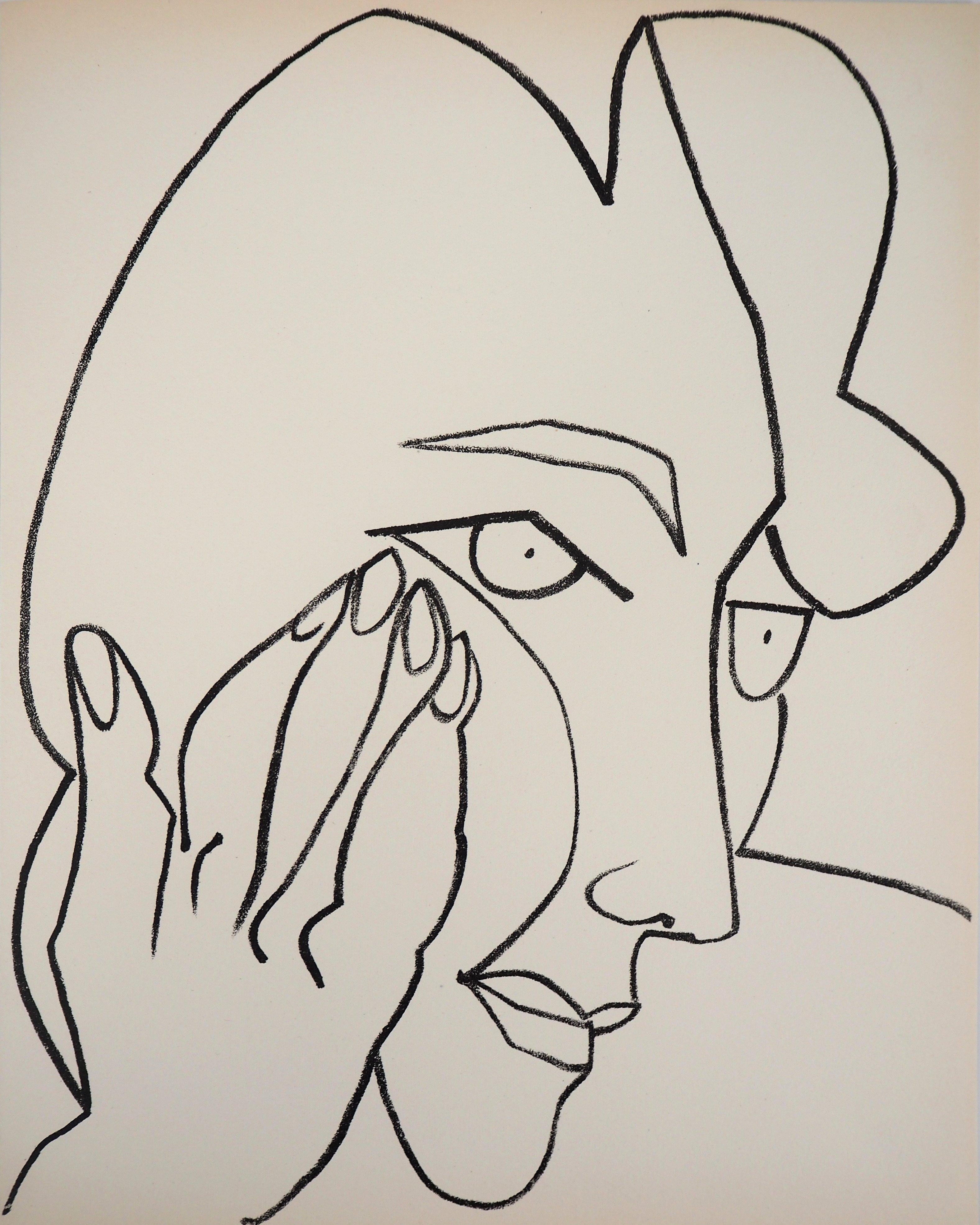 Portrait Print di Françoise Gilot - La signora pensierosa, 1951 - Litografia originale