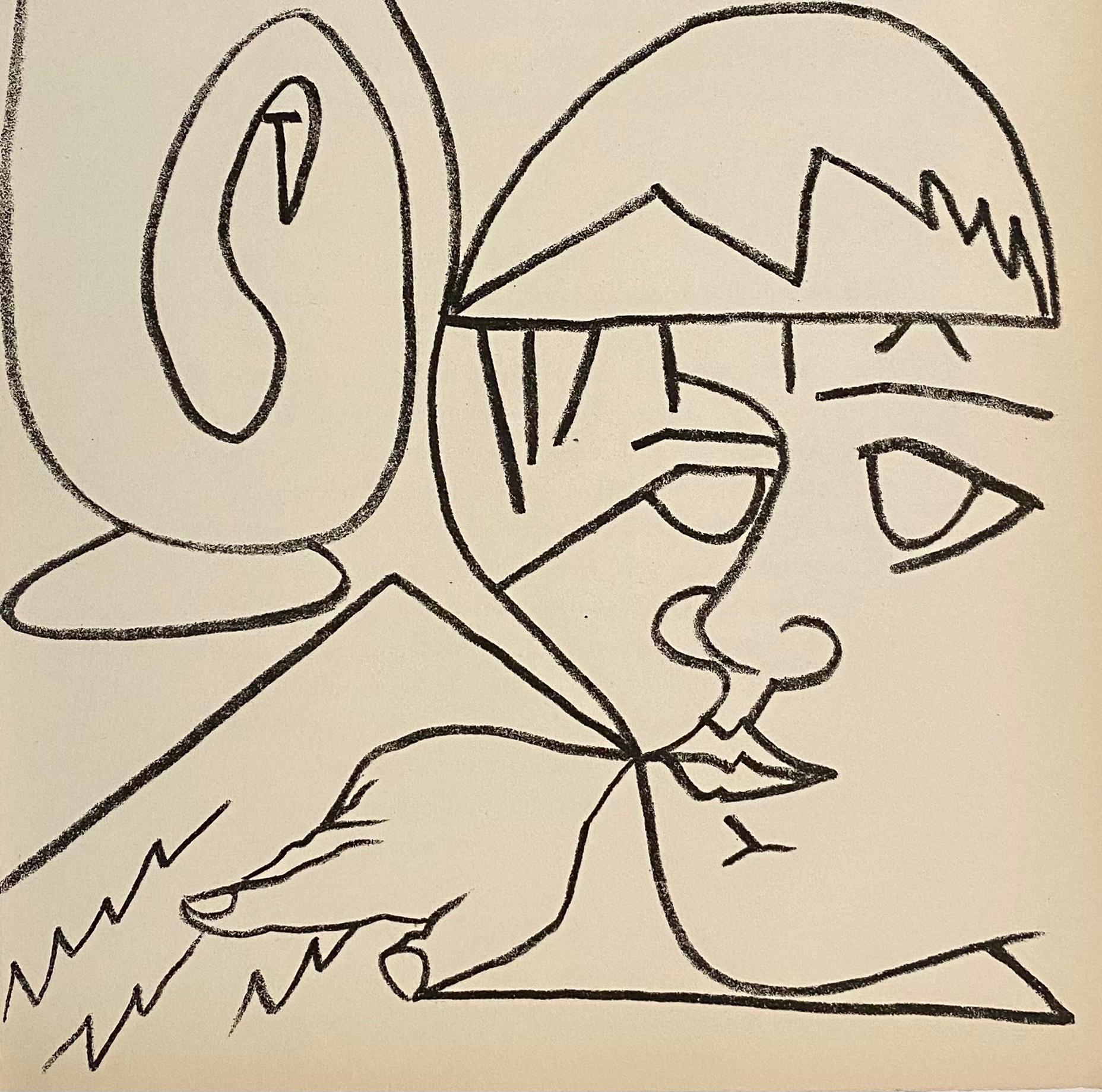 The Reader, Original French Mourlot Modernist Lithograph, 1950s Francois Gilot - Beige Figurative Print by Françoise Gilot
