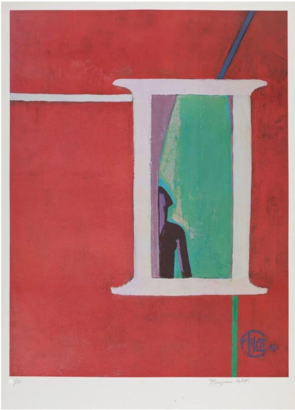 Françoise Gilot Figurative Print – Fenster auf Another Dimension, signierte/n Lithographie von Picassos berühmter Mätresse