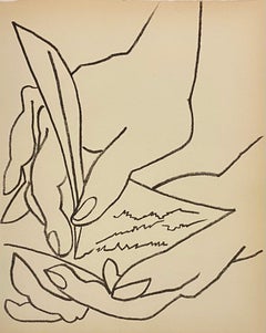 Lithographie moderniste française d'origine de Mourlot « Femme avec une poupée » par Françoise Gilot