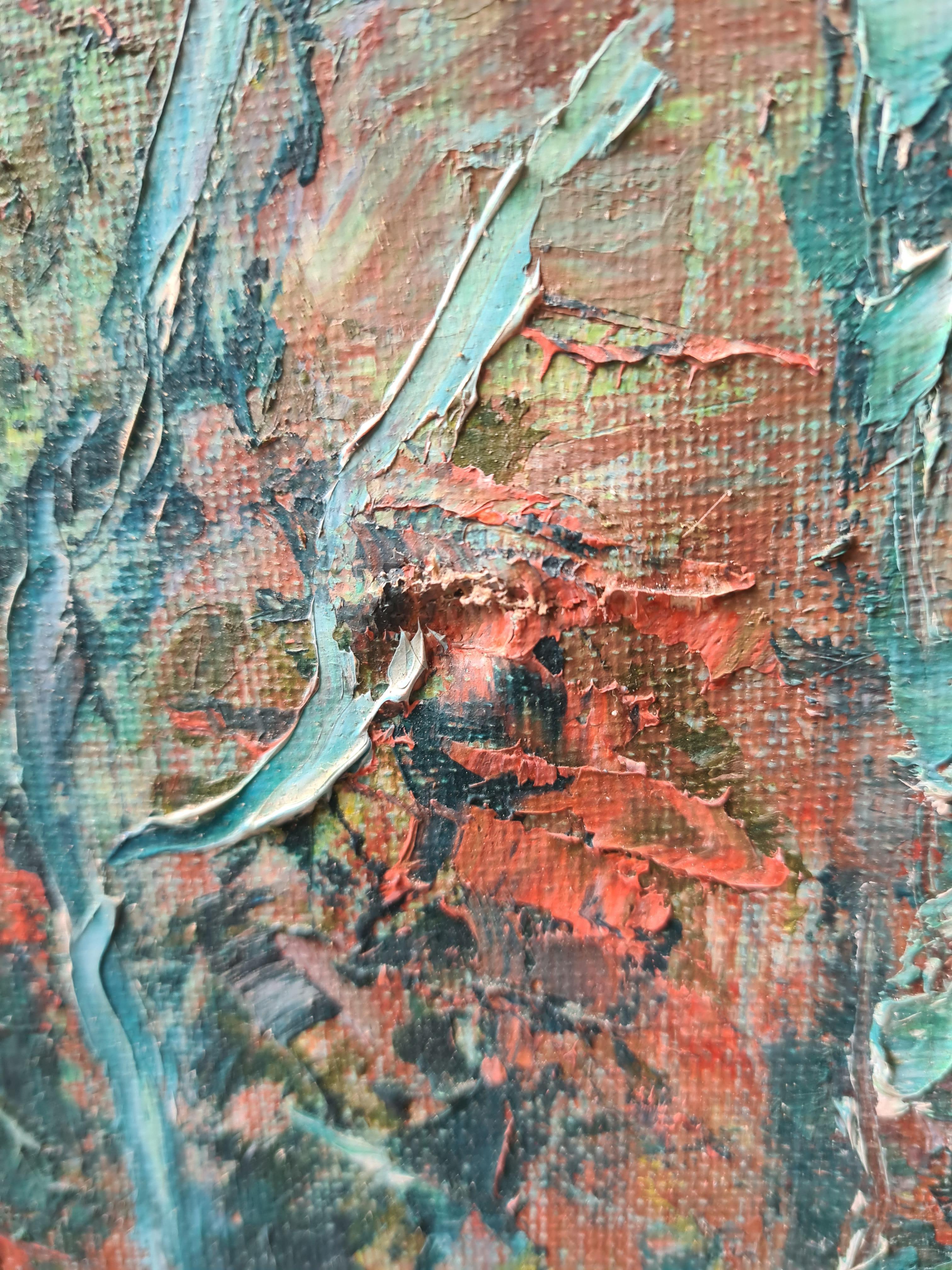French Mid-C Impressionist View. 'Colourful Early Autumn Leaves'. Oil on Canvas. For Sale 2