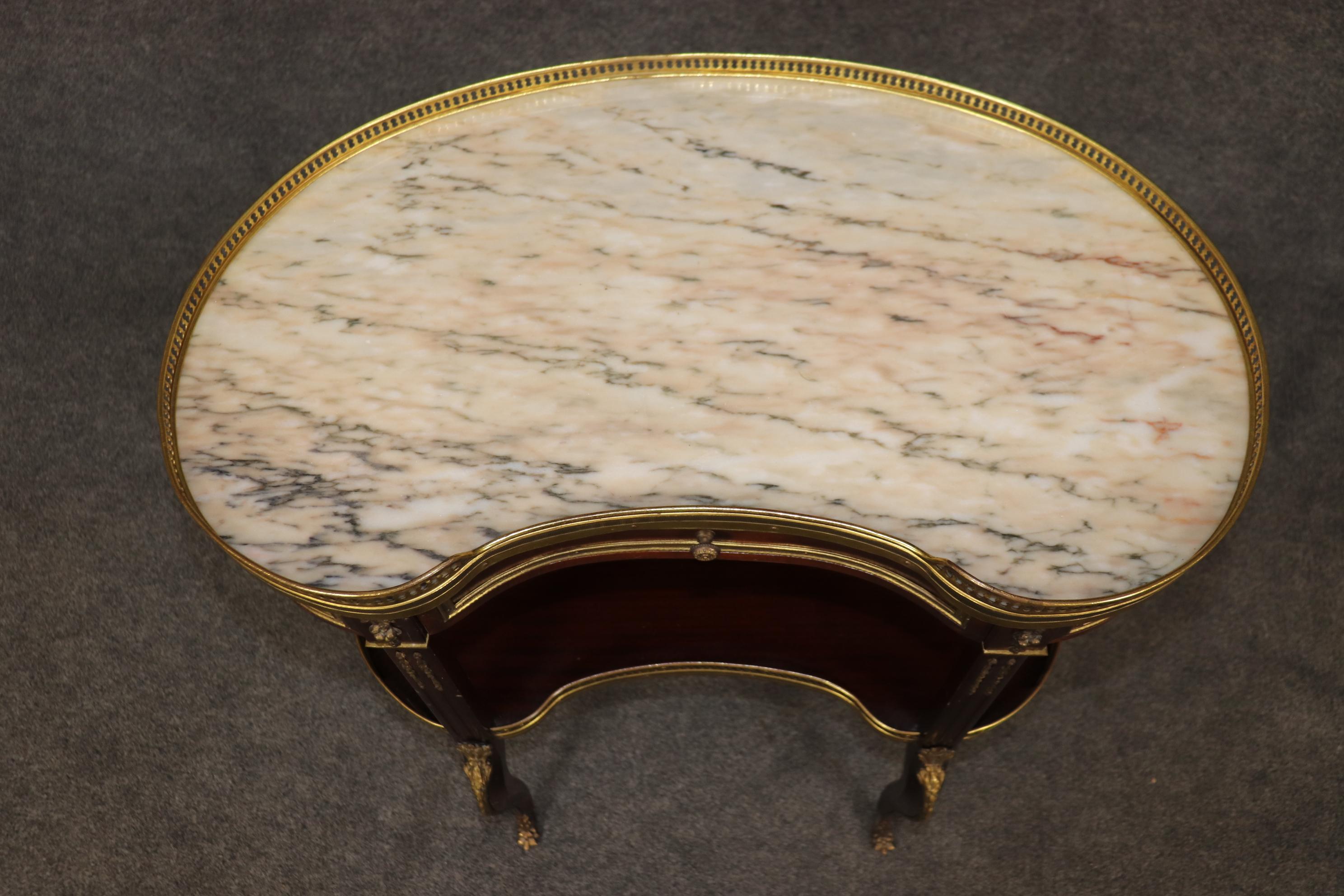 Francoise Linke Attributed Marble Top Louis XV Bronze Mounted End Tables For Sale 7