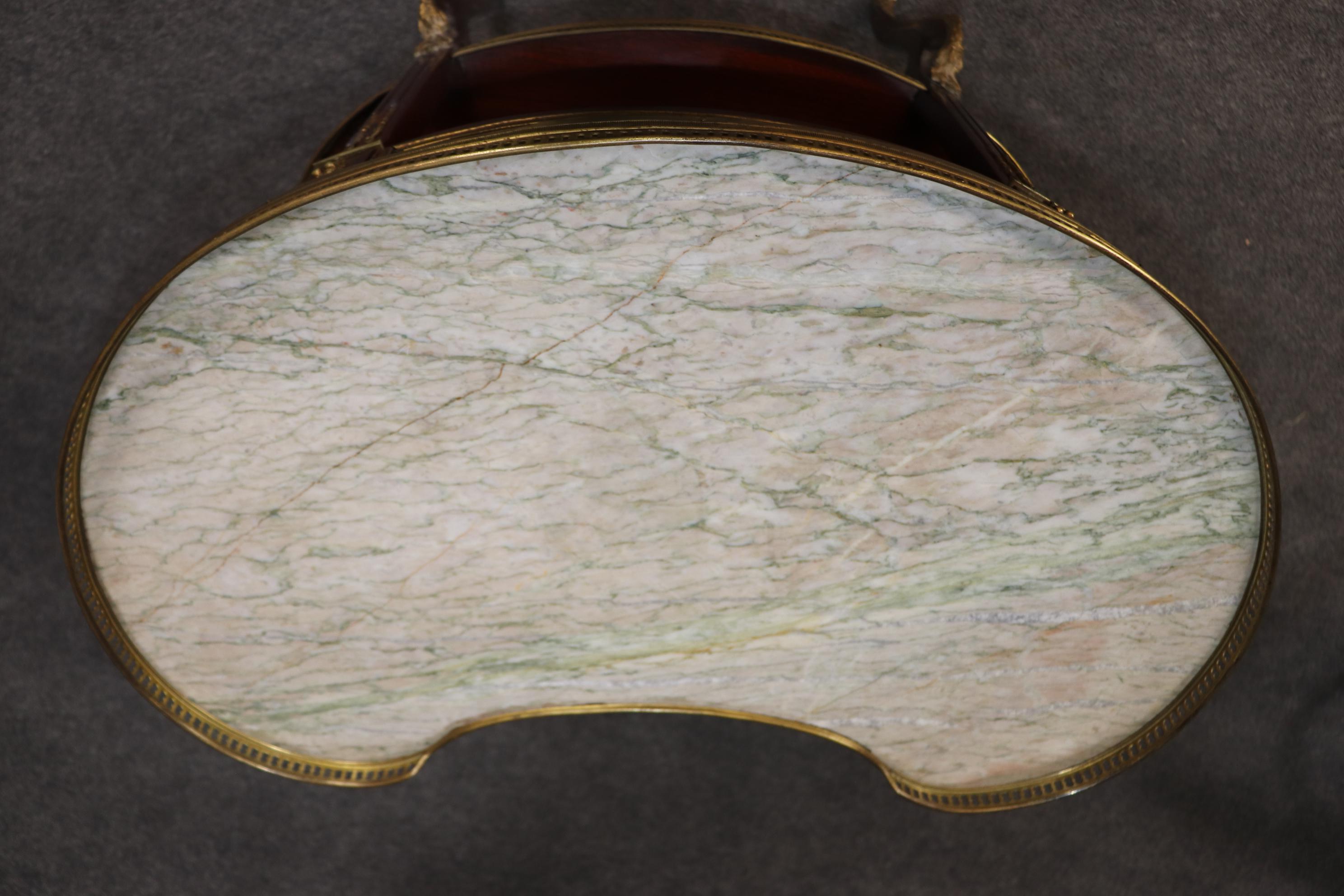 Francoise Linke Attributed Marble Top Louis XV Bronze Mounted End Tables For Sale 8