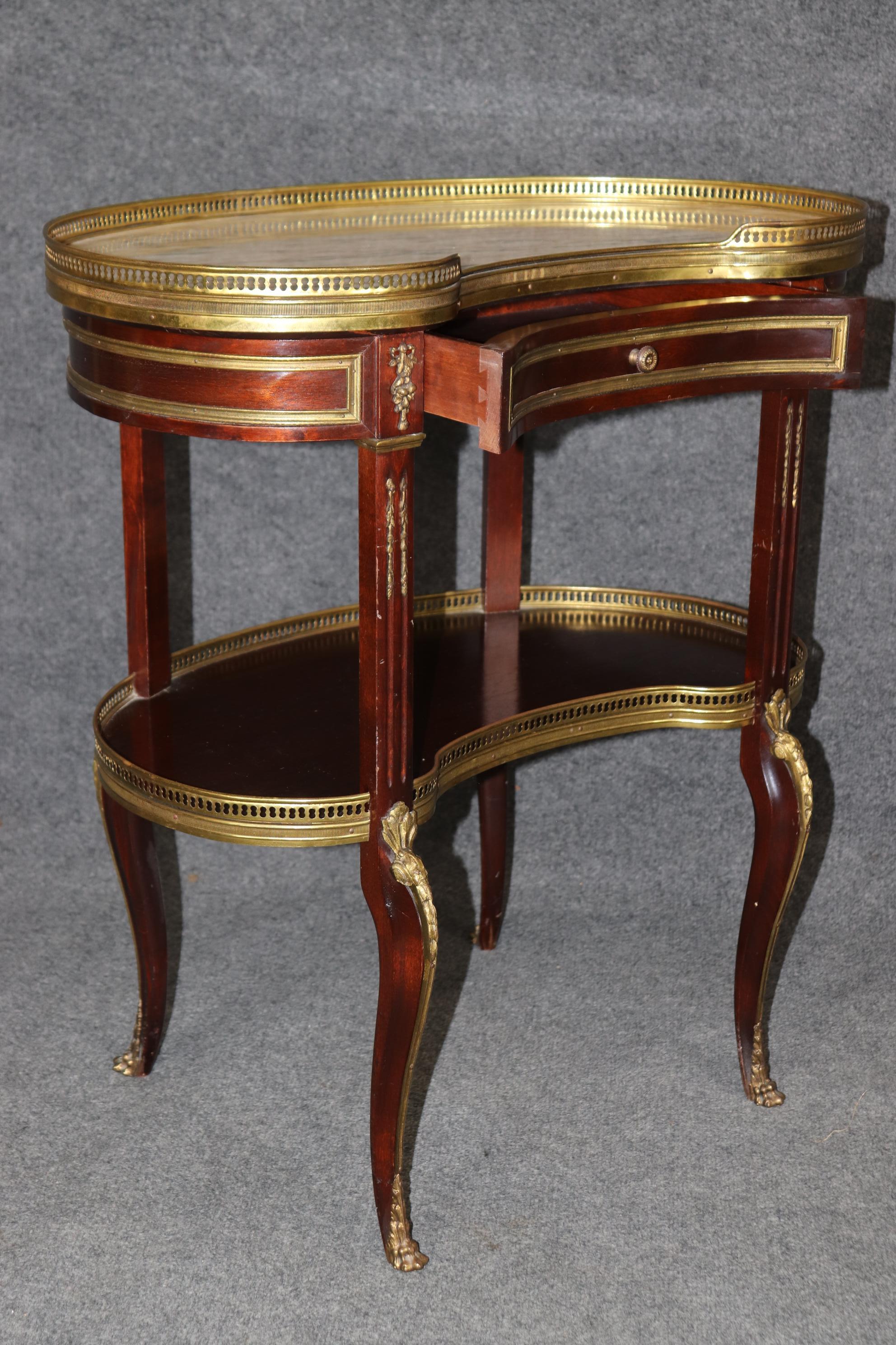 French Francoise Linke Attributed Marble Top Louis XV Bronze Mounted End Tables For Sale