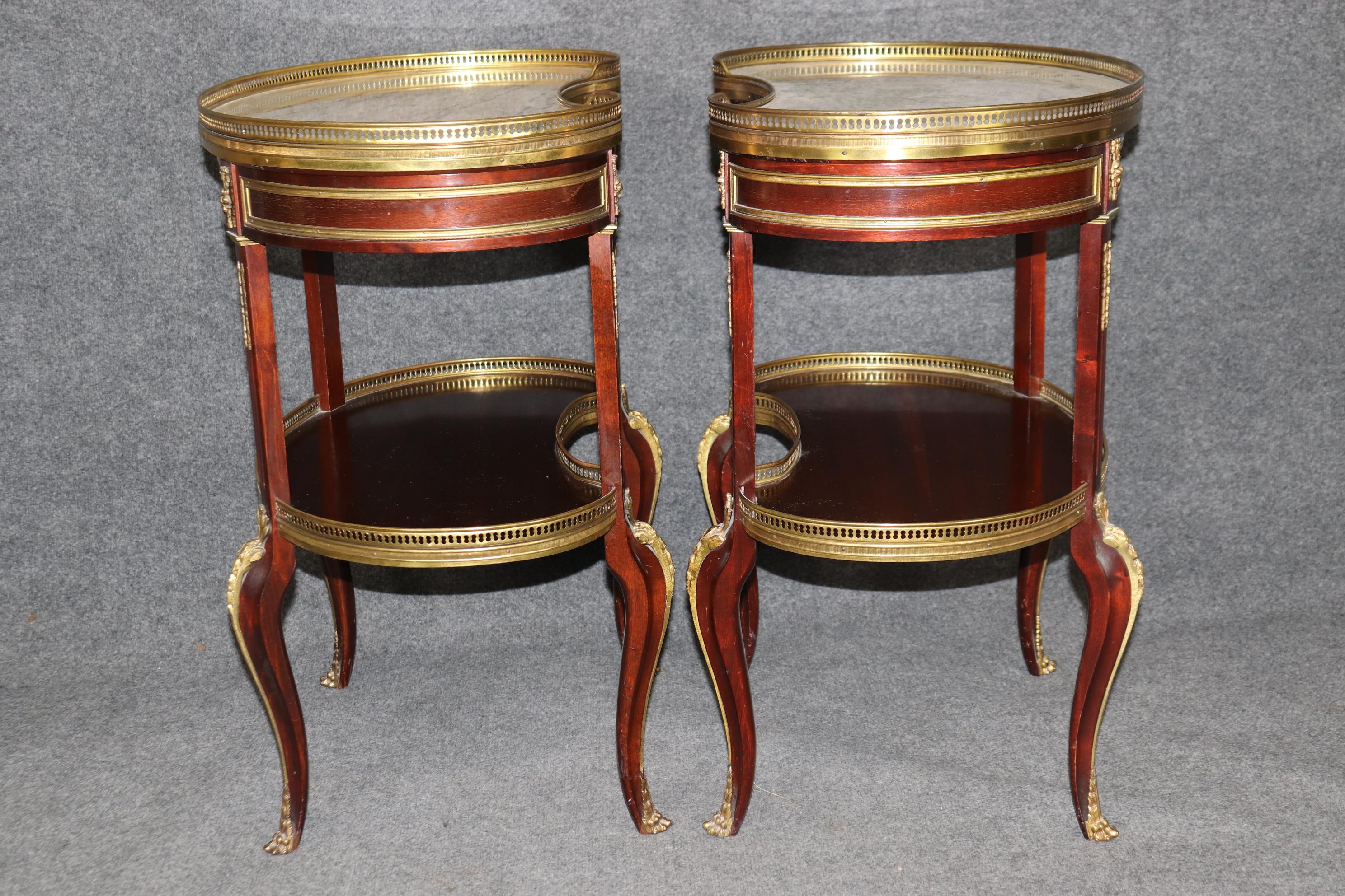 Francoise Linke Attributed Marble Top Louis XV Bronze Mounted End Tables For Sale 2