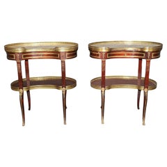 Francoise Linke Attributed Marble Top Louis XV Bronze Mounted End Tables