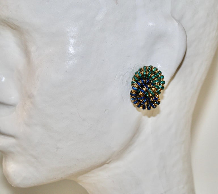 Boucles D'oreilles Vintage Françoise Montague – Modèle N°9 à Clips – Lucite Multicolore – Style Rétro Années 70