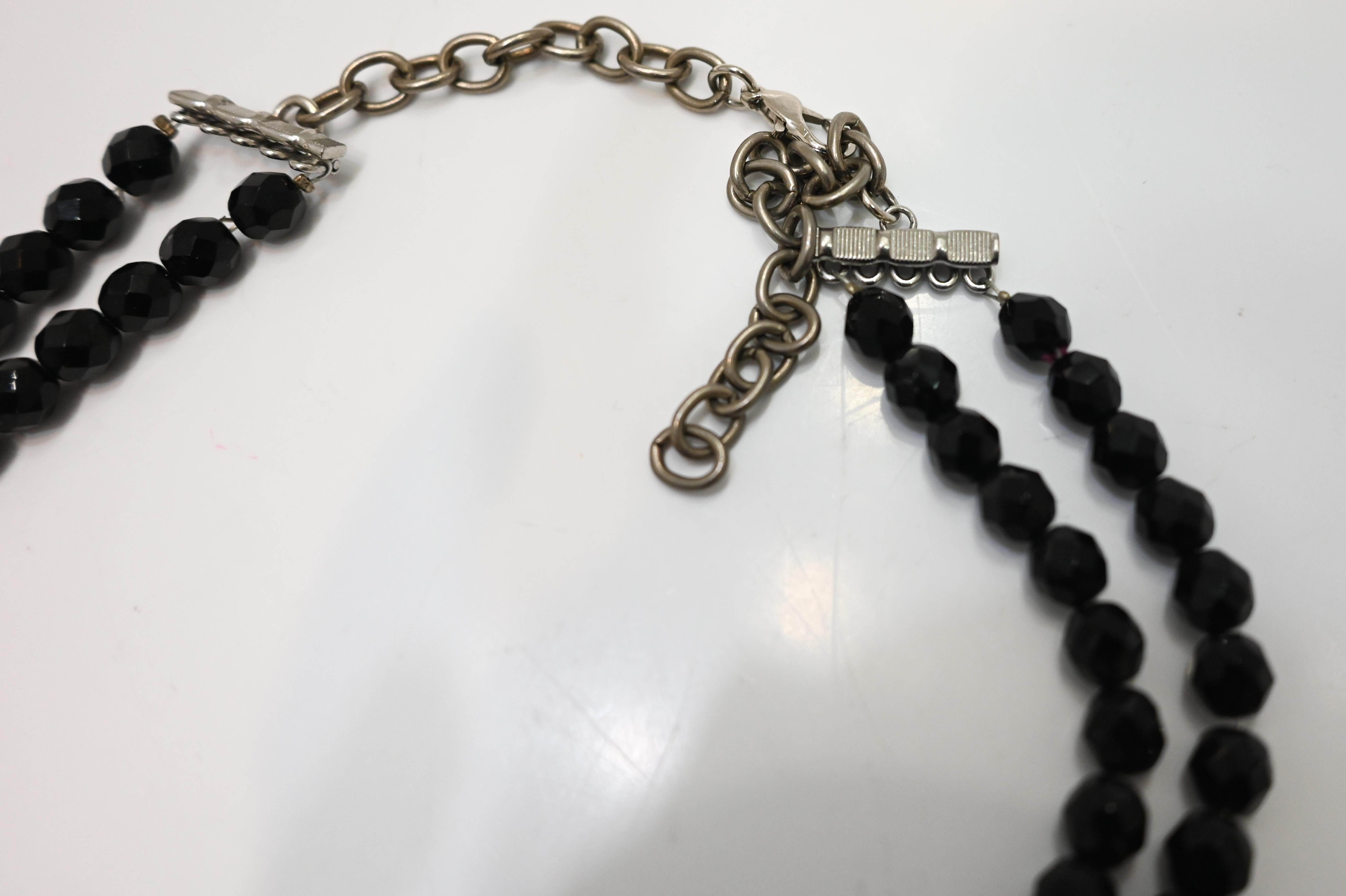 Francoise Montague Choker-Halskette aus schwarzem Glas und Swarovski-Kristall mit Fransen im Zustand „Neu“ im Angebot in Virginia Beach, VA