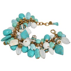 Francoise Montague Blue and White Dangle Bracelet