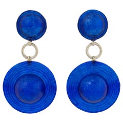Francoise Montague Blue Cobalt Resin Dangle Earrings