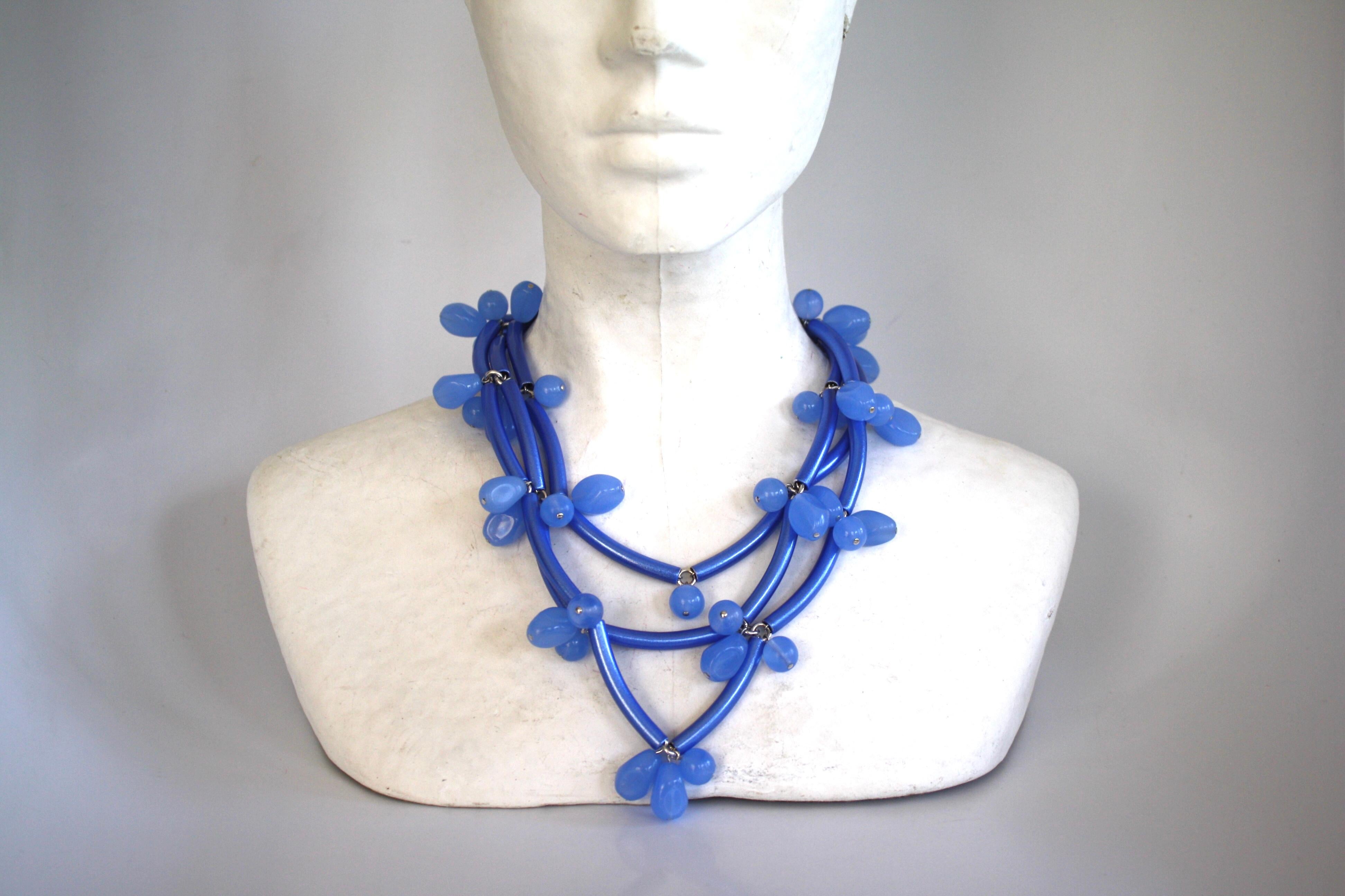Francoise Montague Blue on Blue Elke Necklace  In New Condition In Virginia Beach, VA