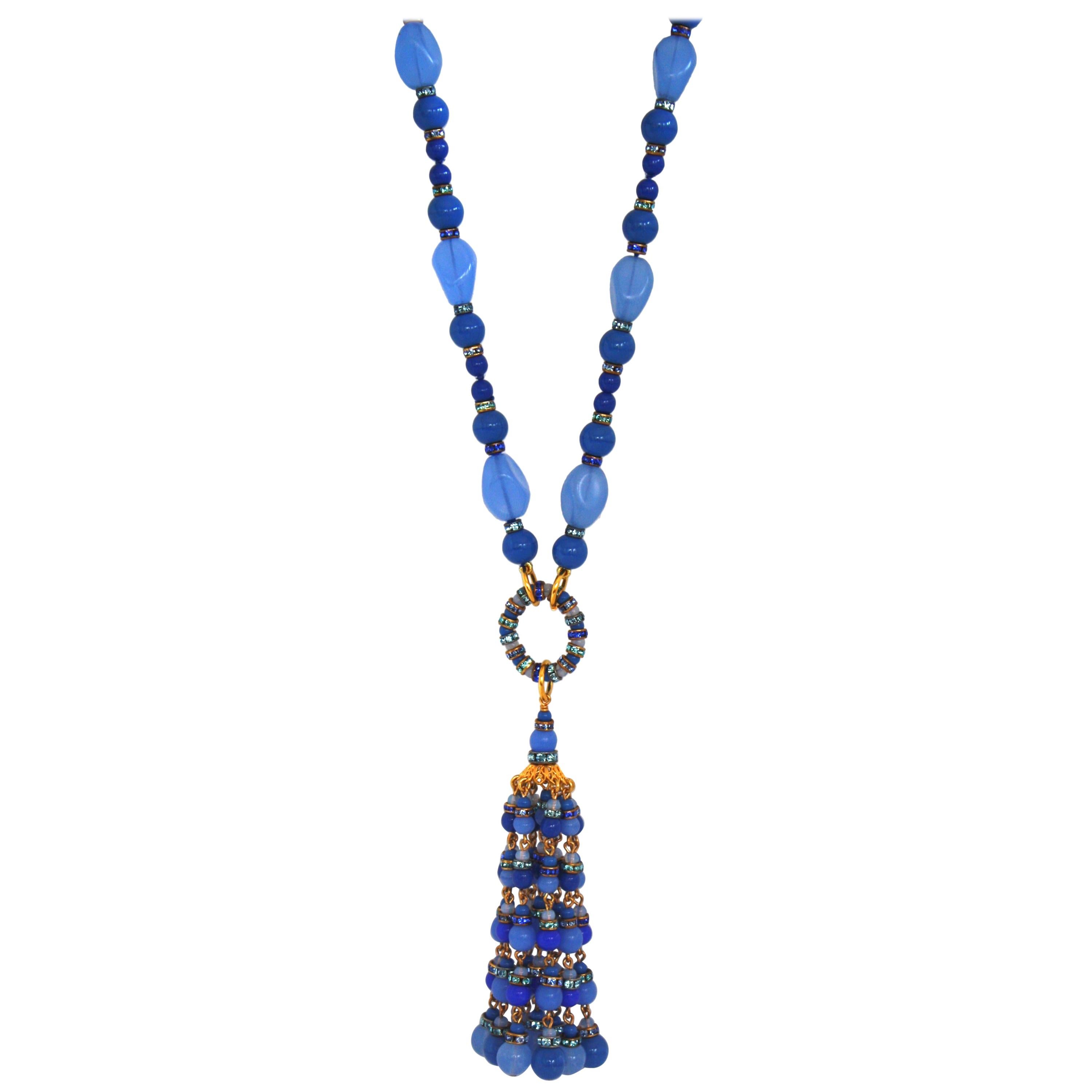 Francoise Montague Blue Tassel Necklace