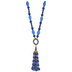 Francoise Montague Blue Tassel Necklace