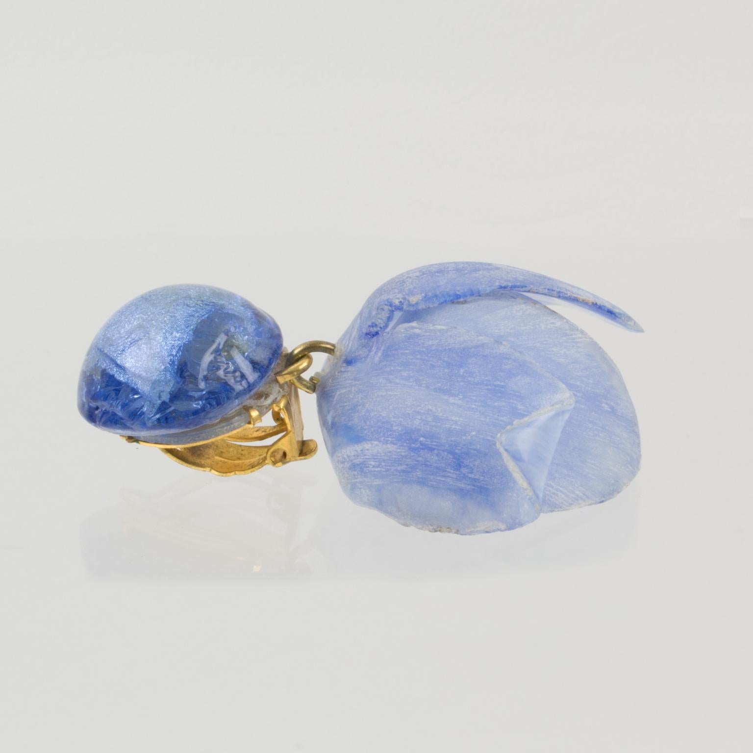 Women's or Men's Francoise Montague by Cilea Clip Earrings Lavender Blue Flower