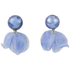 Francoise Montague by Cilea Clip Earrings Lavender Blue Flower