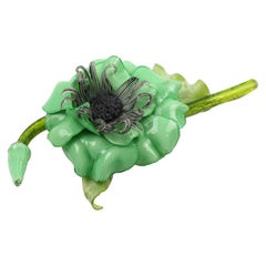 Francoise Montague by Cilea Green Flower Resin Pin Brooch