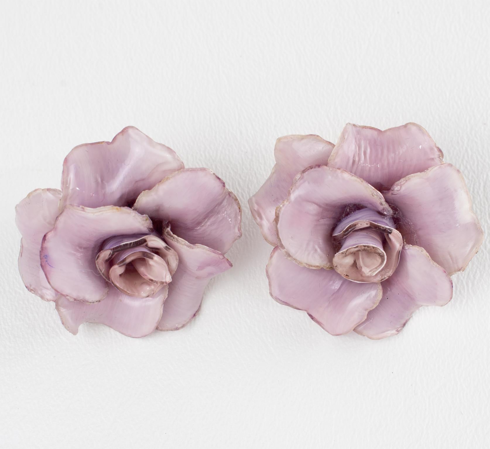 Francoise Montague by Cilea Paris Pendientes de clip Resina Rosa púrpura Moderno en venta