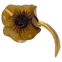 Francoise Montague Resin Brooch Cocoa Brown Poppy Flower