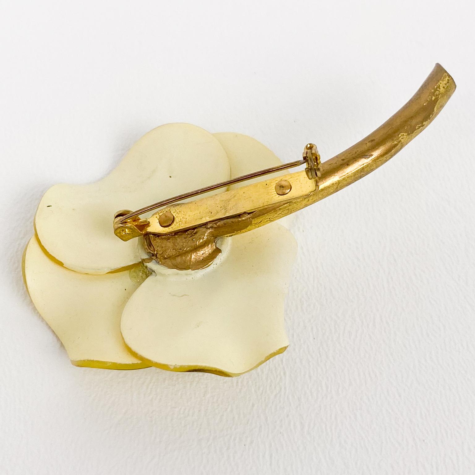 Francoise Montague Resin Brooch Lemon Poppy Flower For Sale 1