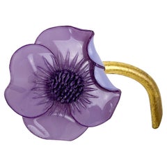 Francoise Montague Broche de resina Flor de amapola malva